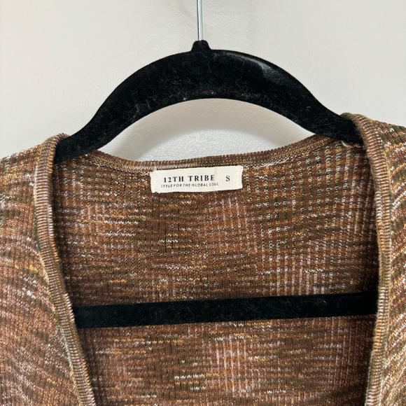 12th Tribe Brown Wrap Sweater - Picture 2 of 3
